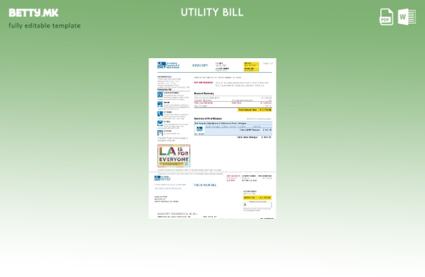 модерен стил USA LA DWP сметка за комунални услуги. шаблон